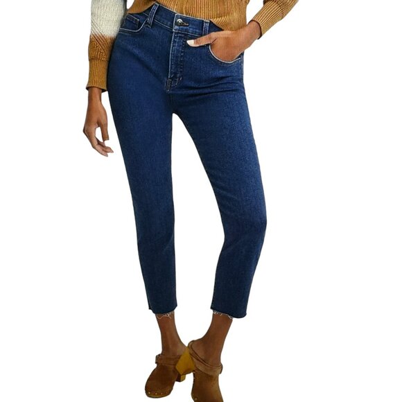 Veronica Beard Ryleigh Slim Straight High Rise Denim Jeans in Washed Oxf… - Picture 1 of 16